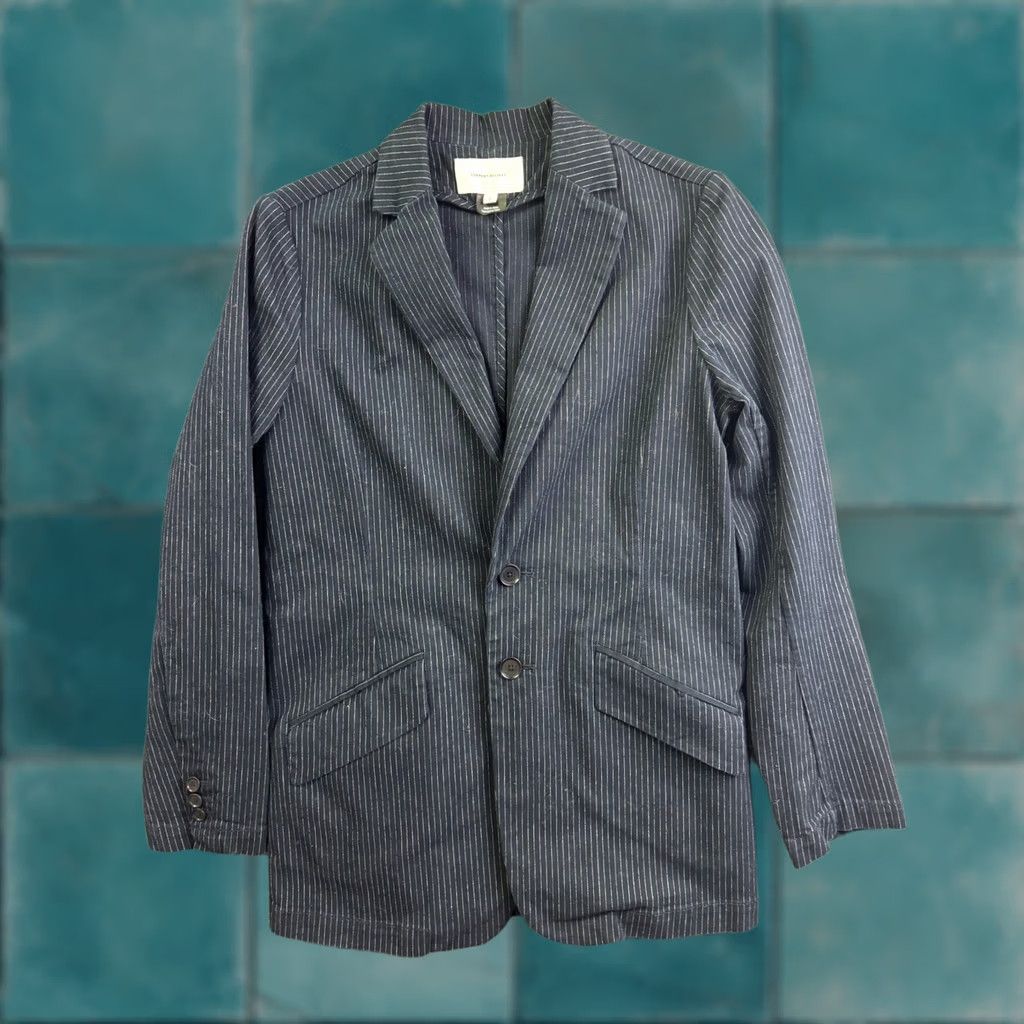 Vintage Current/Elliott Pinstripe Blazer Womens Size 0 Navy Blue Stretch Cotton Jacket Size XS / US 0-2 / IT 36-38 - 1 Thumbnail