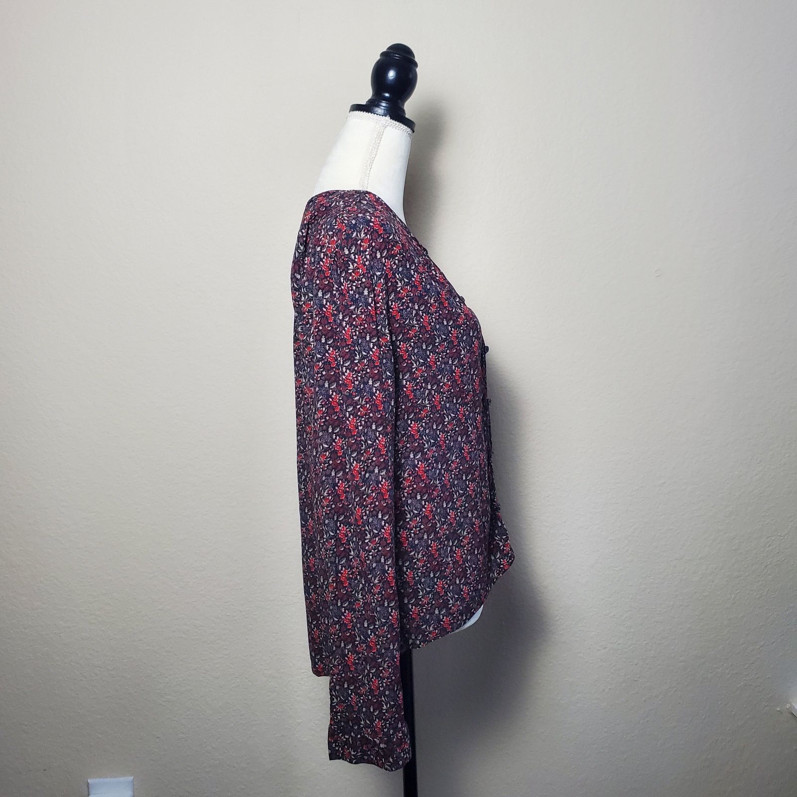 J.Crew Treasure & Bond Black Floral Blouse Medium Size M / US 6-8 / IT 42-44 - 2 Thumbnail