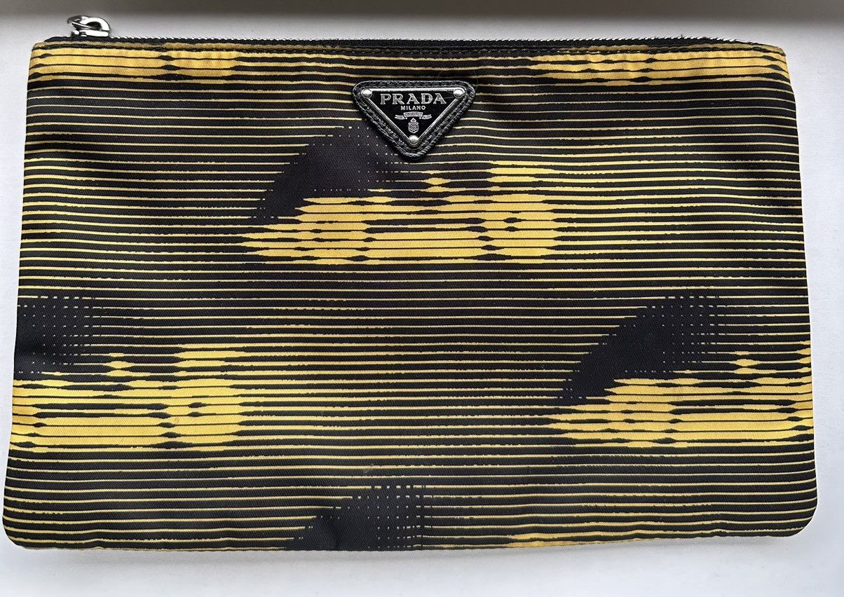 image of Prada Race Car Pouch in Black Yellow, Men's