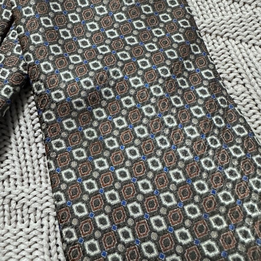 Vitaliano Vitaliano Pancaldi steel gray geometric Italian silk tie Size ONE SIZE - 2 Thumbnail