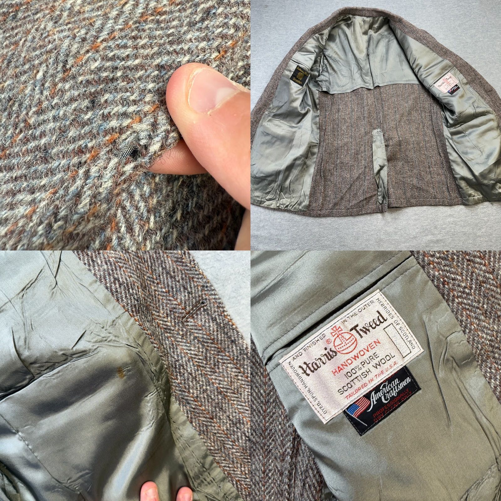 Vintage VINTAGE Anthony Allan Donnellys Wool Blazer Jacket Mens 42 Brown Tweed Herringbone Single-Breasted 2-Button Notch Lapel Blazer Size 42R - 8 Thumbnail