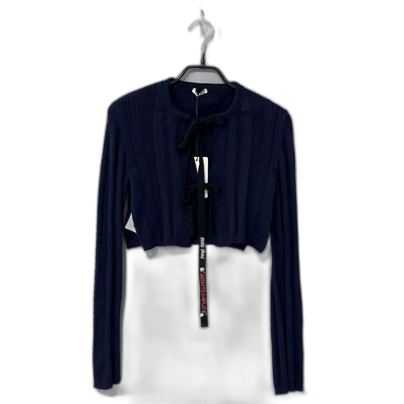 Miu Miu Navy Bow Logo Knit Sweater MIUMIU Size M / US 6-8 / IT 42-44 - 1 Thumbnail