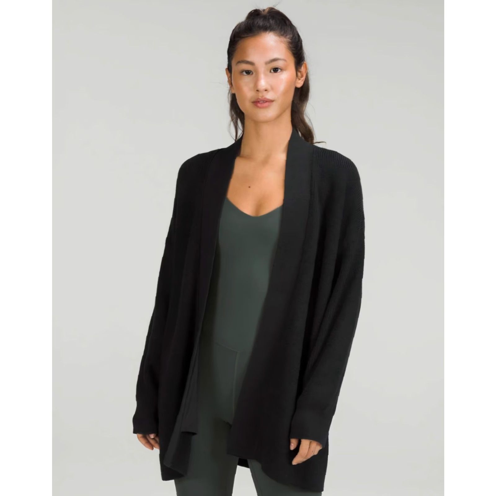 Lululemon Lululemon Merino Wool-Blend Rib Long Wrap Sweater 4 BLACK Open Ribbed Small Shirt Womens Size S / US 4 / IT 40 - 2 Thumbnail