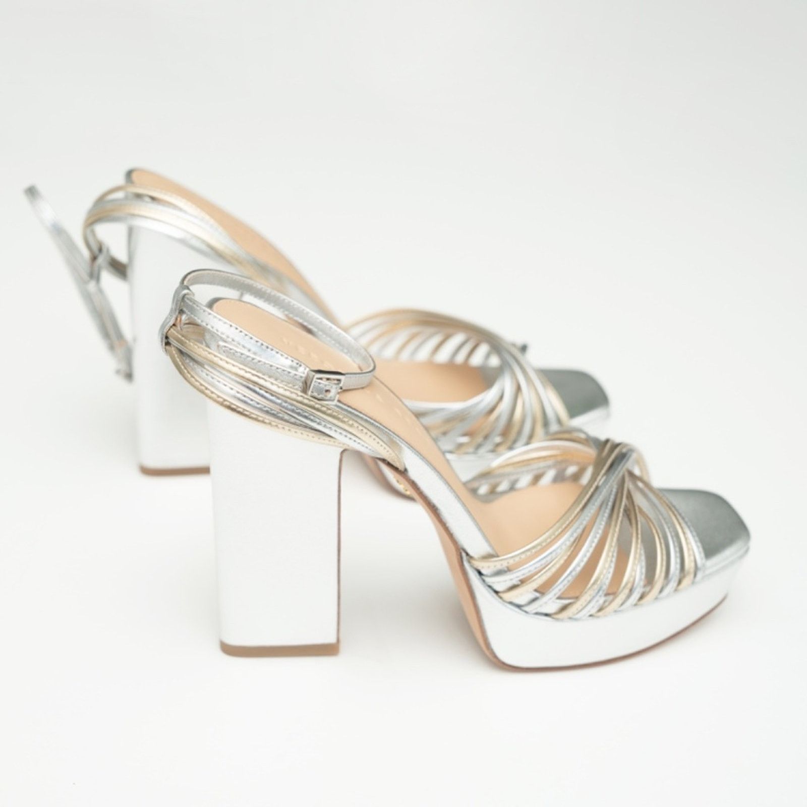 Veronica Beard Veronica Beard. Silver Fletcher Heel. Size US 8 / IT 38 - 14 Thumbnail