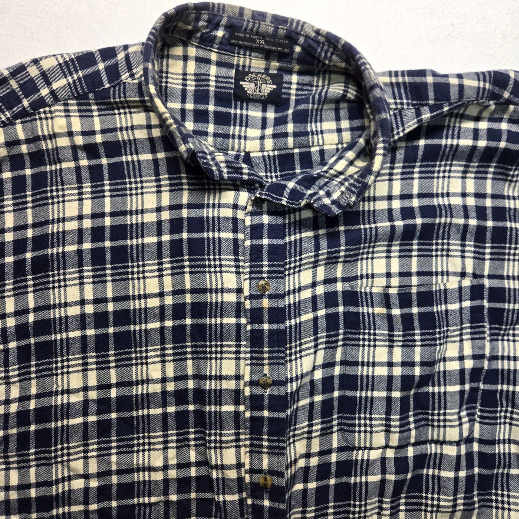 Dockers VINTAGE DOCKERS Blue Plaid Flannel Button-Up Long Sleeve Shirt Adult 2XL Casual Mens Size US XXL / EU 58 / 5 - 2 Thumbnail
