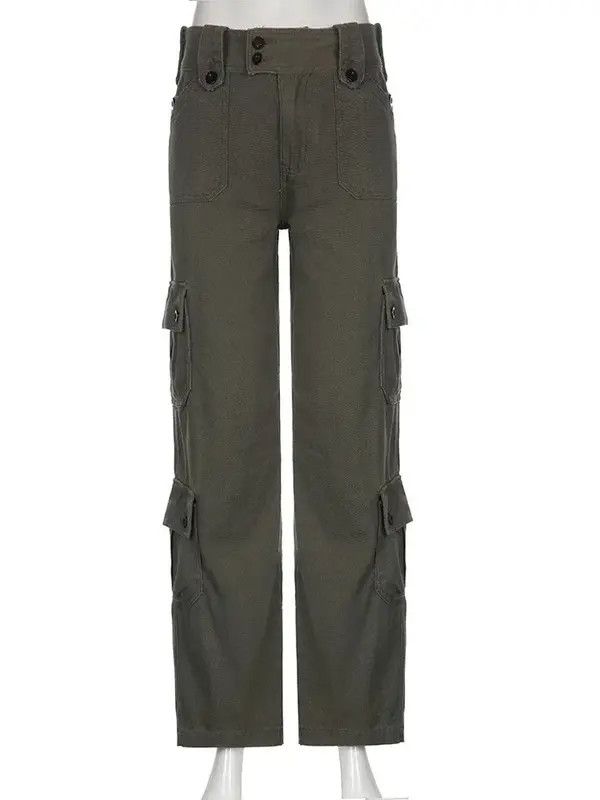 VIBE Denim Pants Women Pockets Stitching Straight Cargo Pants Size 30" / US 8 / IT 44 - 3 Thumbnail