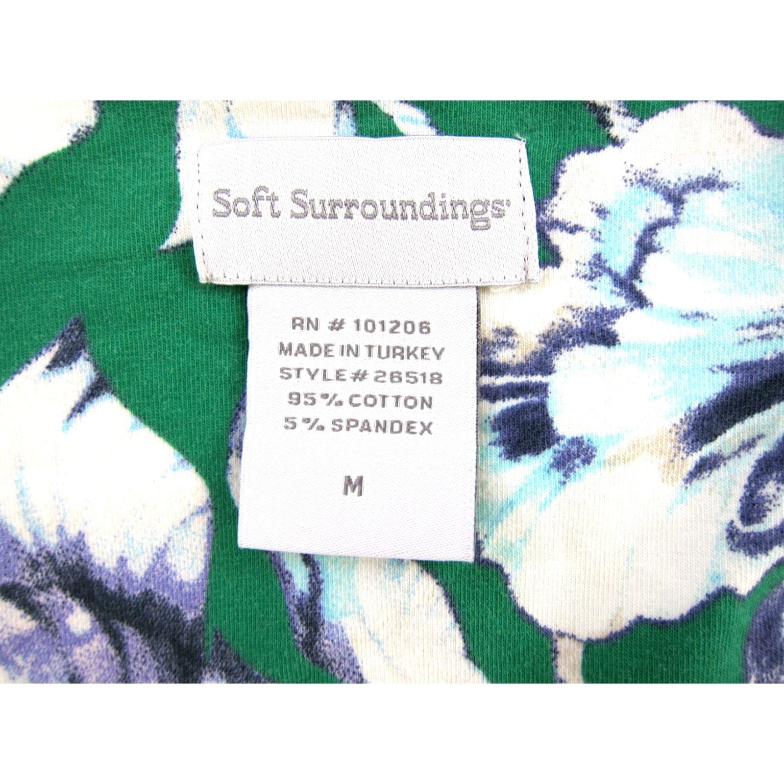 Soft Surroundings Soft Surroundings Shirt Dress M Green Floral Cotton Spandex Jersey Wrap Dress Knee Length 95% cotton 5% spandex Womens Vintage No N/A Size M / US 6-8 / IT 42-44 - 3 Thumbnail
