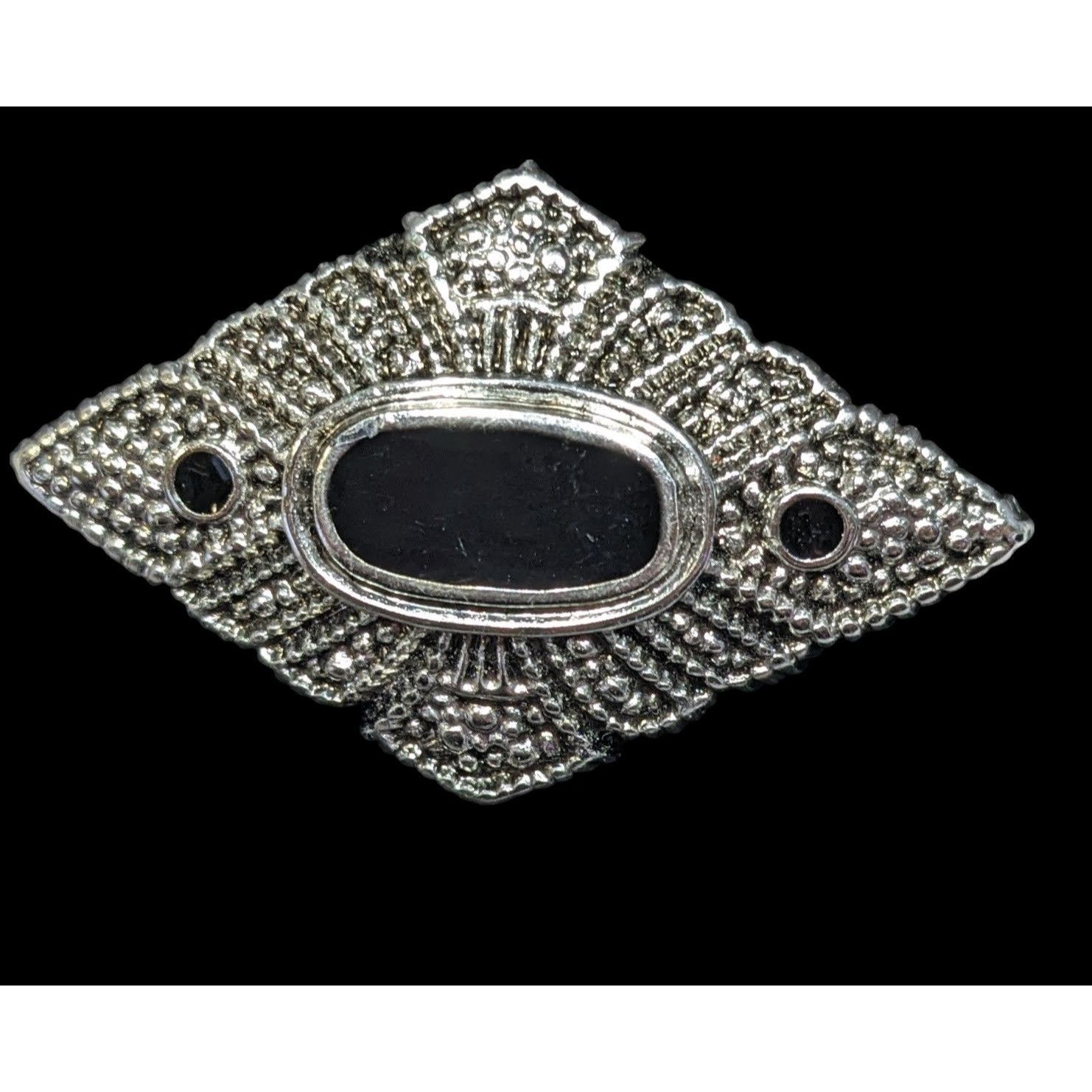 Other Vintage Art Deco Style Silver Tone And Black Brooch Size ONE SIZE - 1 Thumbnail