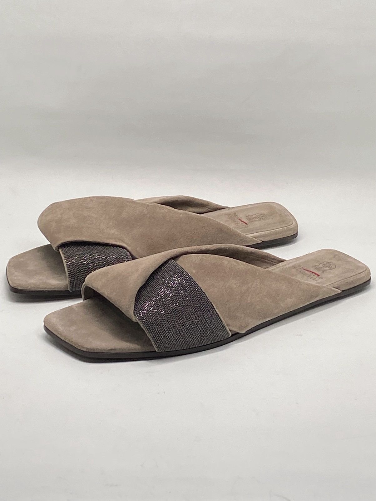 Brunello Cucinelli Brunello Cucinelli Monili-Embroidered Suede Slides size 41 Size US 11 / IT 41 - 2 Thumbnail