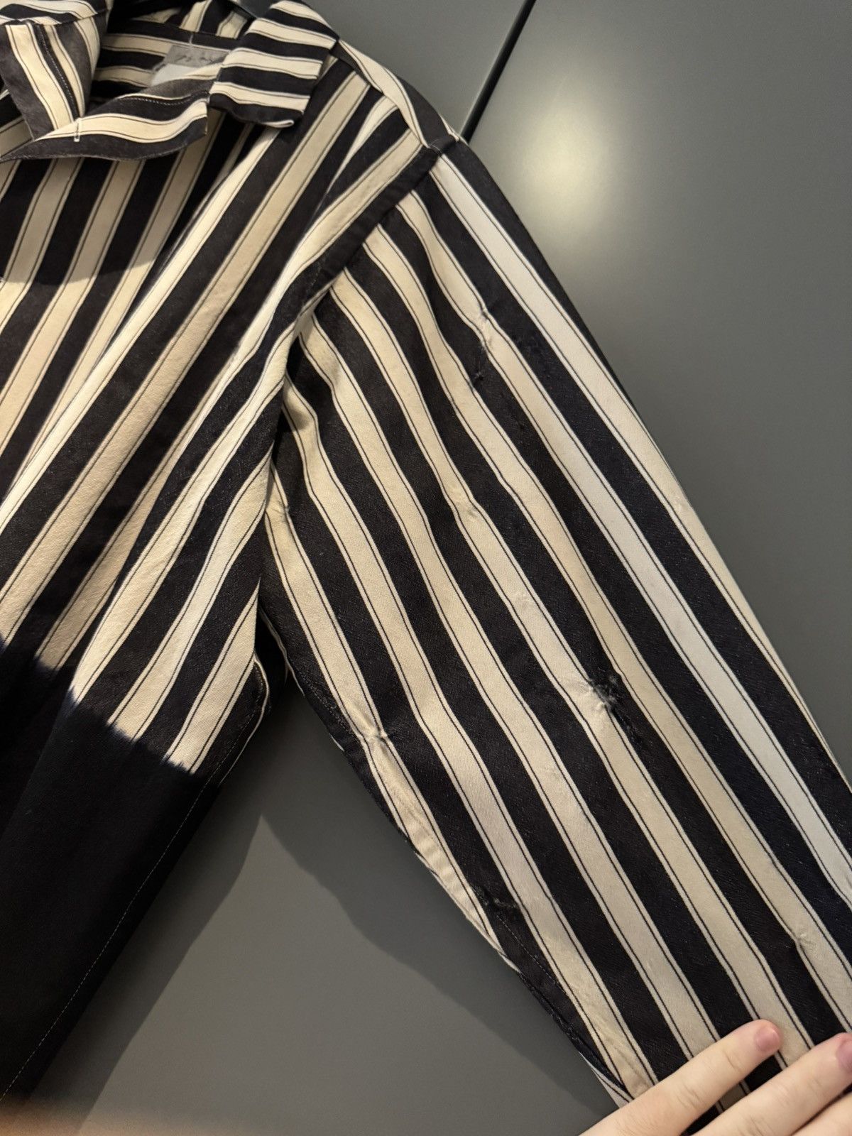 Yohji Yamamoto vintage Yohji Yamamoto cropped striped shirt oversized M-XL Size US M / EU 48-50 / 2 - 5 Thumbnail