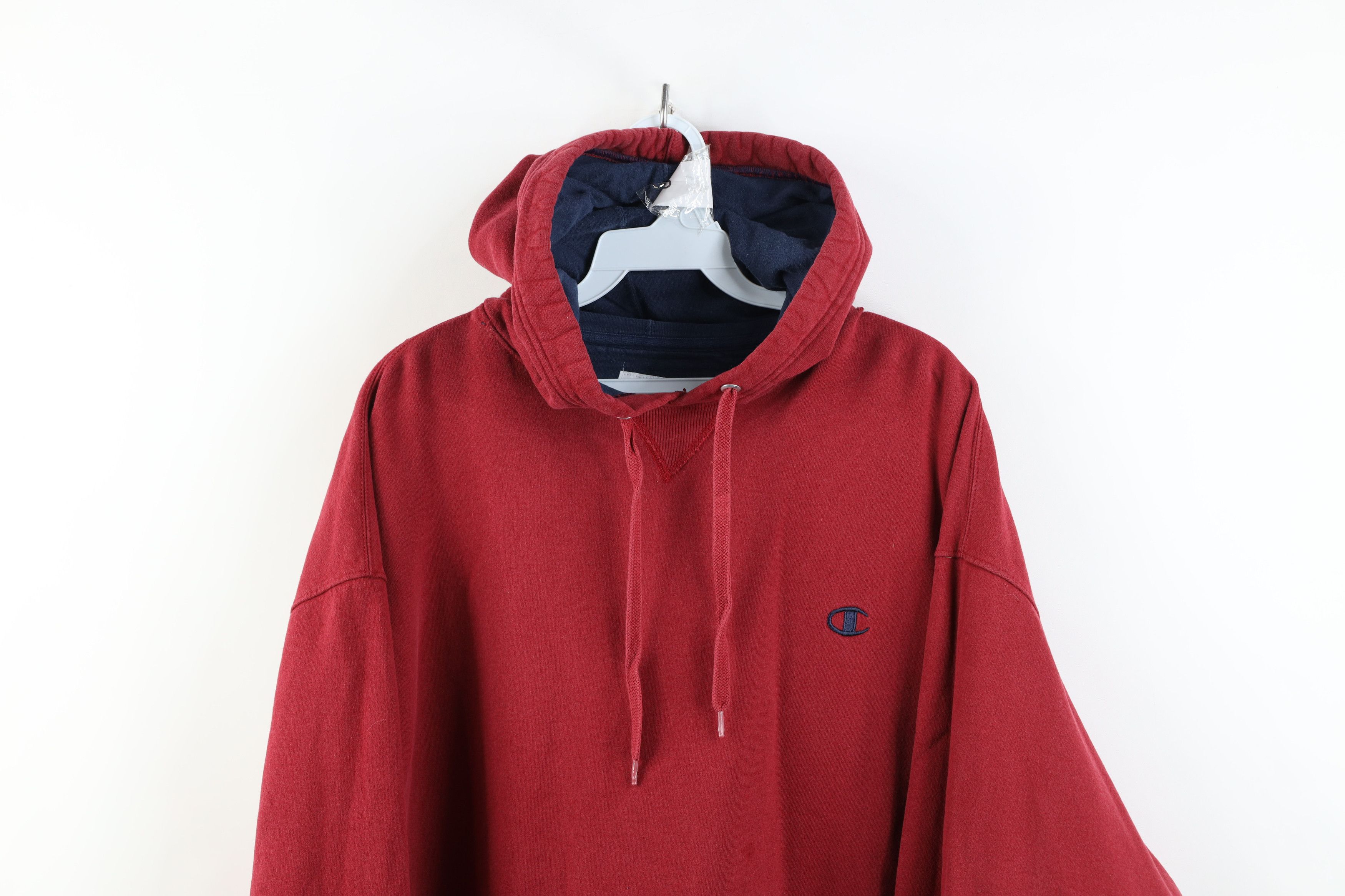Champion Vintage Champion Classic Logo Hoodie Sweatshirt Red Size US XL / EU 56 / 4 - 2 Thumbnail