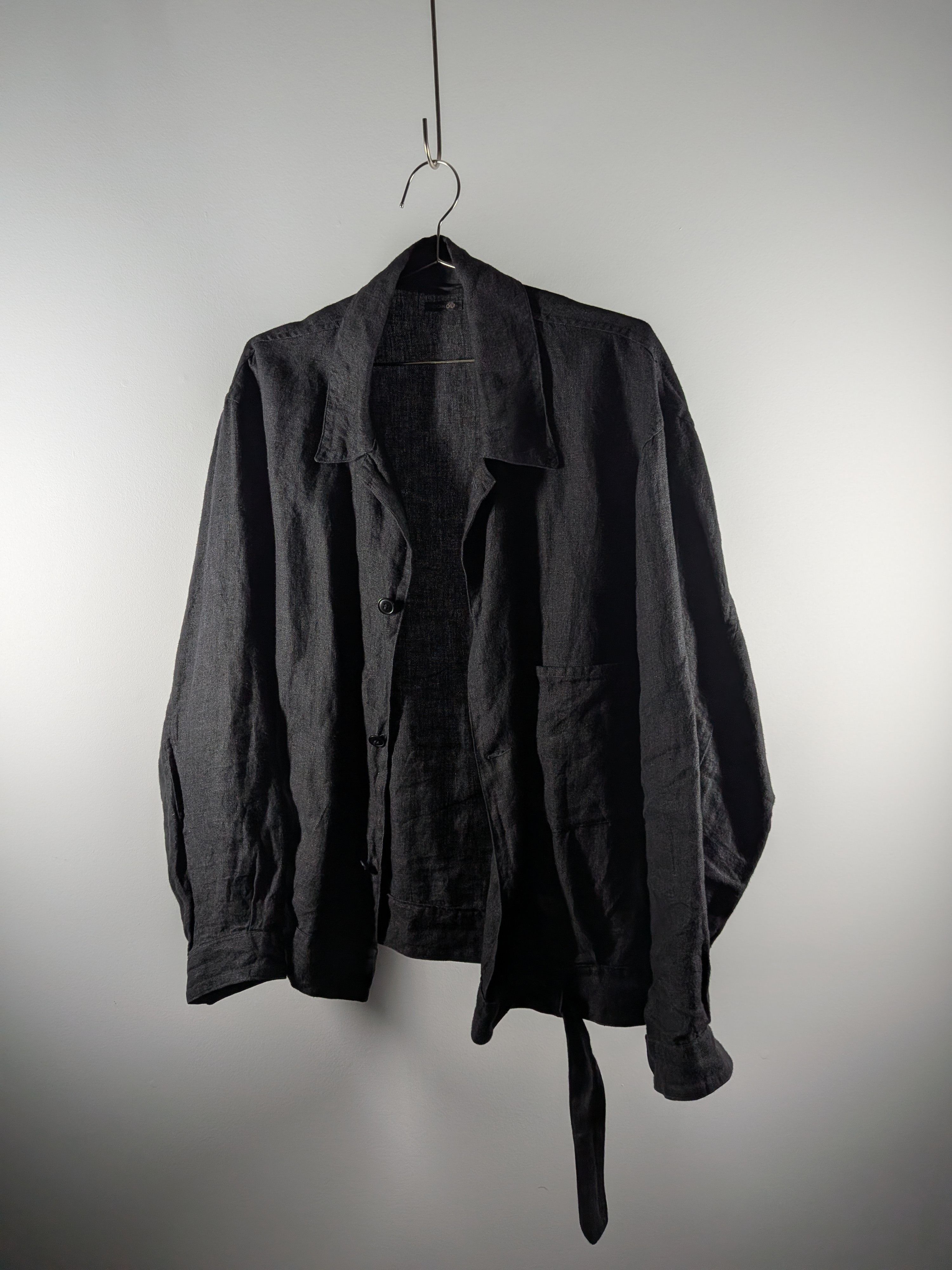 Comoli Linen Belt Jacket Black