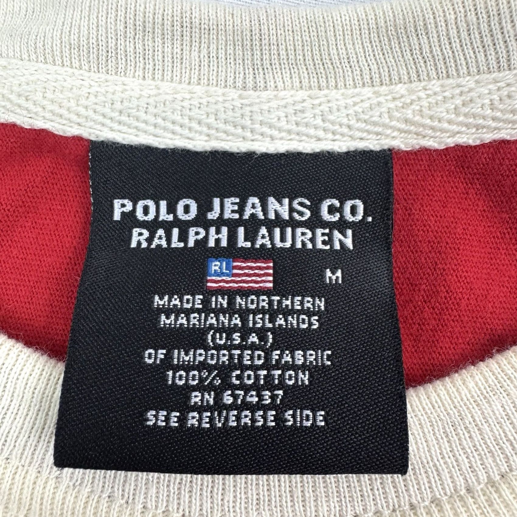 Polo Ralph Lauren VINTAGE Polo Jeans Company T Shirt Adult Medium Striped Hipster 90s Y2K Red Cotton Polo Ralph Lauren Mens T-Shirt Crew Neck Short Sleeve) Size US M / EU 48-50 / 2 - 5 Thumbnail