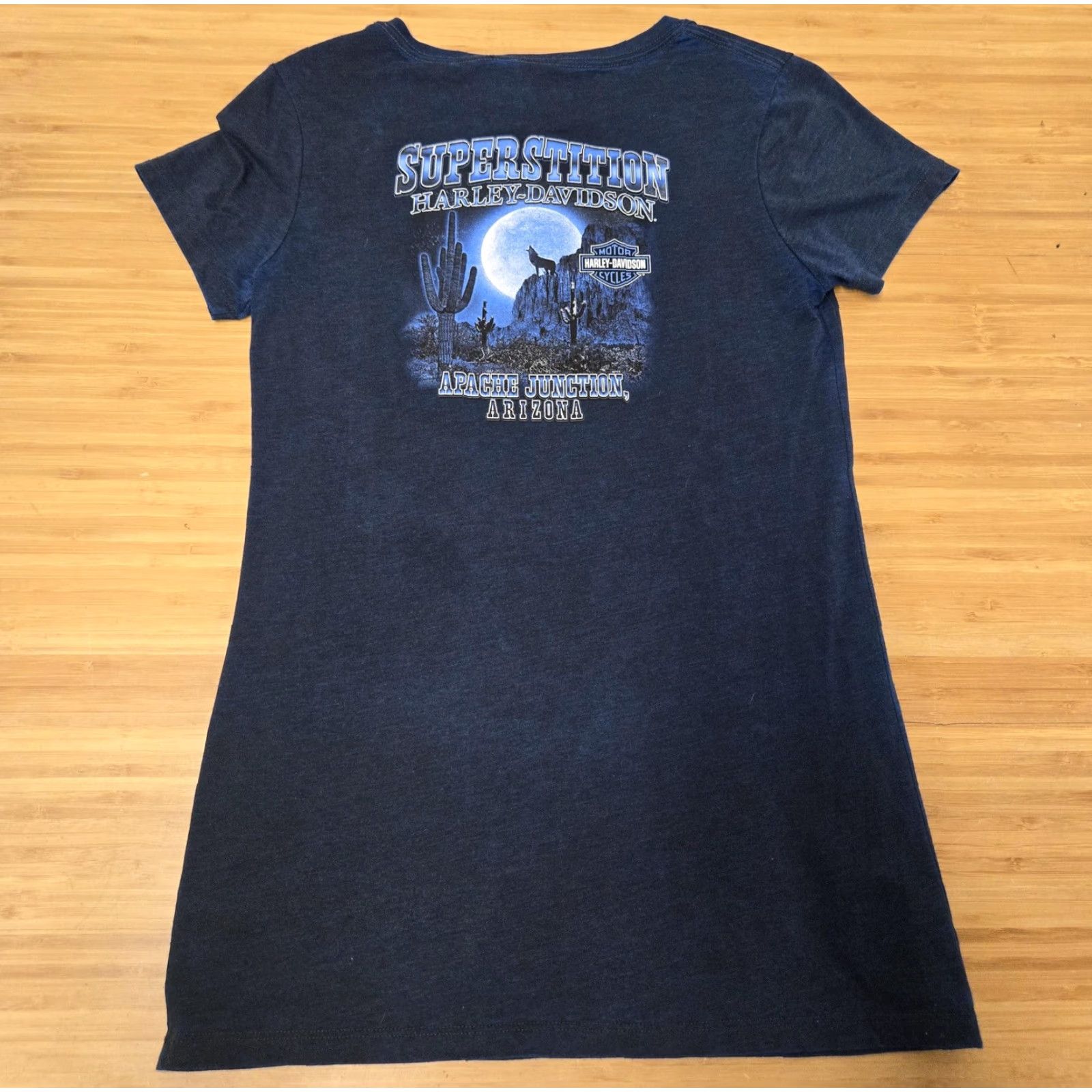 Harley Davidson Harley-Davidson Shirt Womens Medium V-Neck Short Sleeve Blue Superstition Apache Junction Arizona Tee Size M / US 6-8 / IT 42-44 - 4 Thumbnail