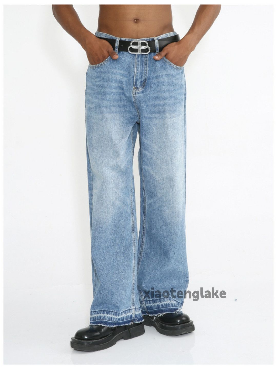 Jean Unisex washed faded loose baggy hiphop y2k jeans Size US 32 / EU 48 - 6 Thumbnail