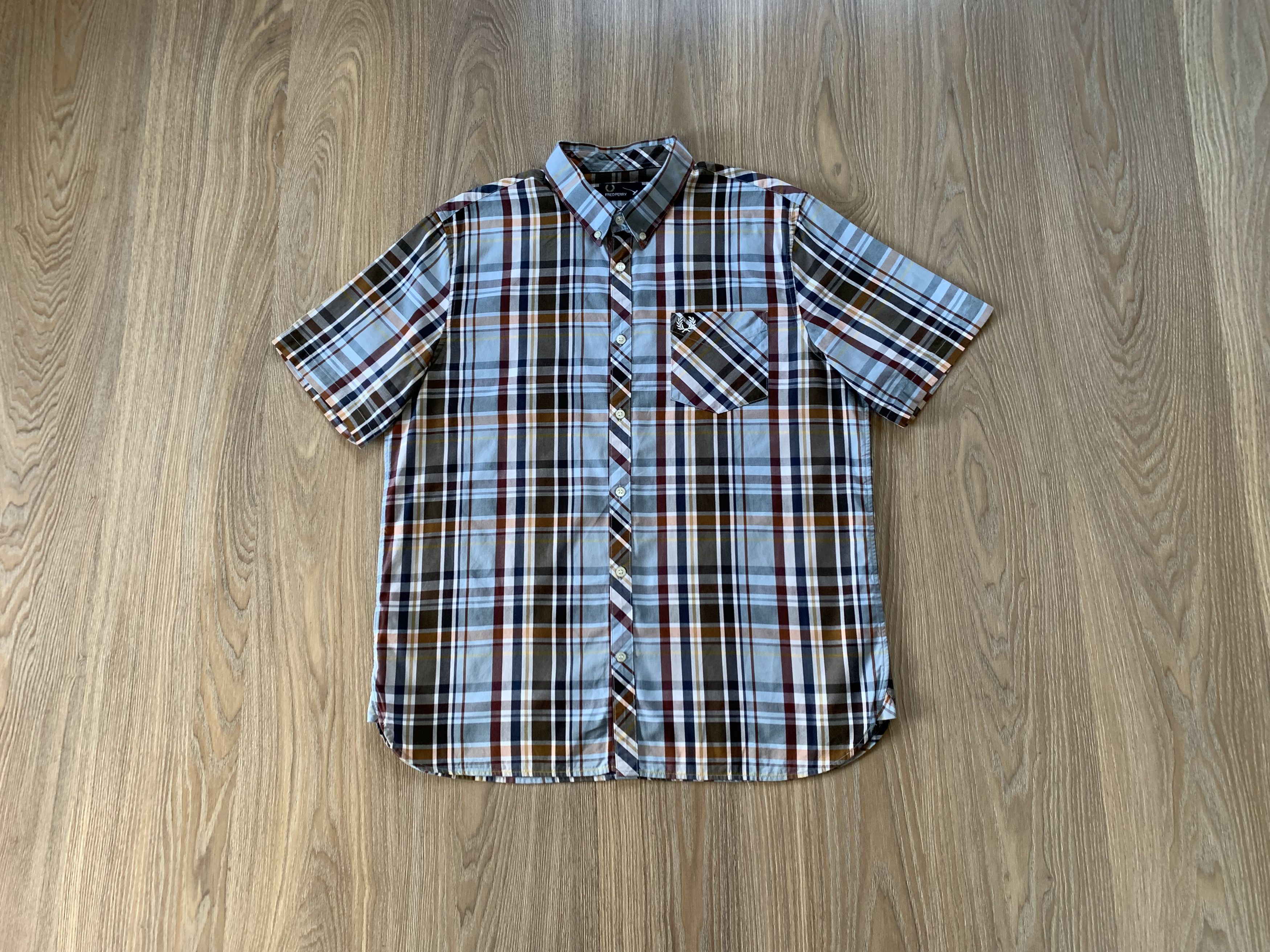 Designer × Fred Perry × Vintage Fred Perry Pocket Short Sleeve Plaid Shirt Size US XL / EU 56 / 4 - 1 Thumbnail