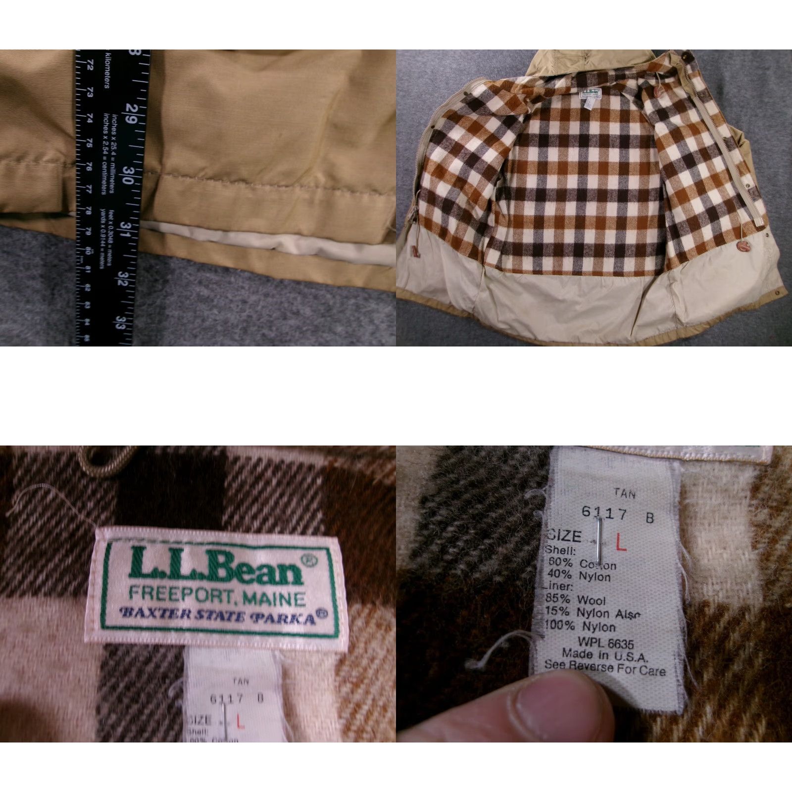 Vintage L.L. Bean Vintage Parka Men Large Beige Wool Lined Coat Outdoor Hiking Workwear 80s Size US L / EU 52-54 / 3 - 8 Thumbnail