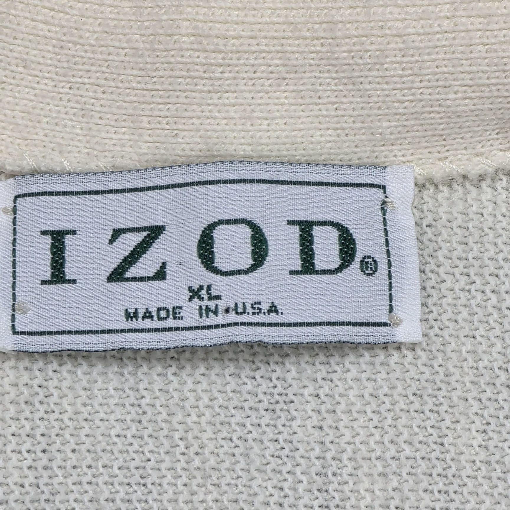 Izod VINTAGE IZOD Cardigan Sweater 80s White Large Men Long Sleeve Knitted Logo Buttons Classic Casual - Mens Size US L / EU 52-54 / 3 - 7 Thumbnail