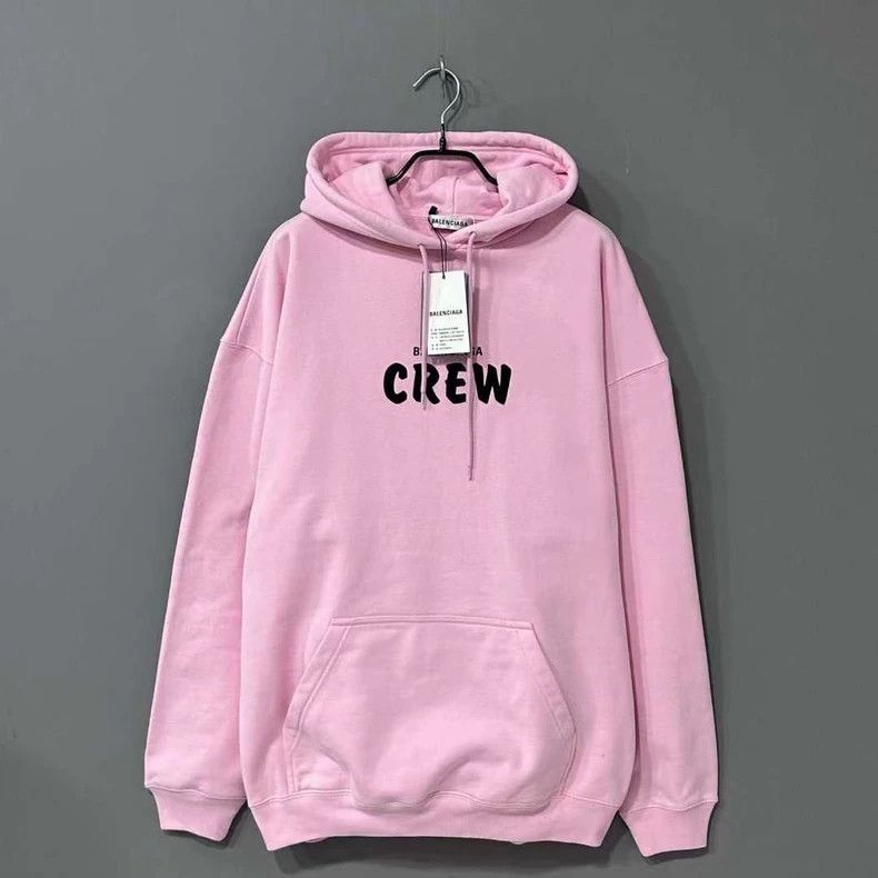 Balenciaga Balenciaga Pink CREW Letter Hoodie Sweatshirt Size US S / EU 44-46 / 1 - 1 Thumbnail