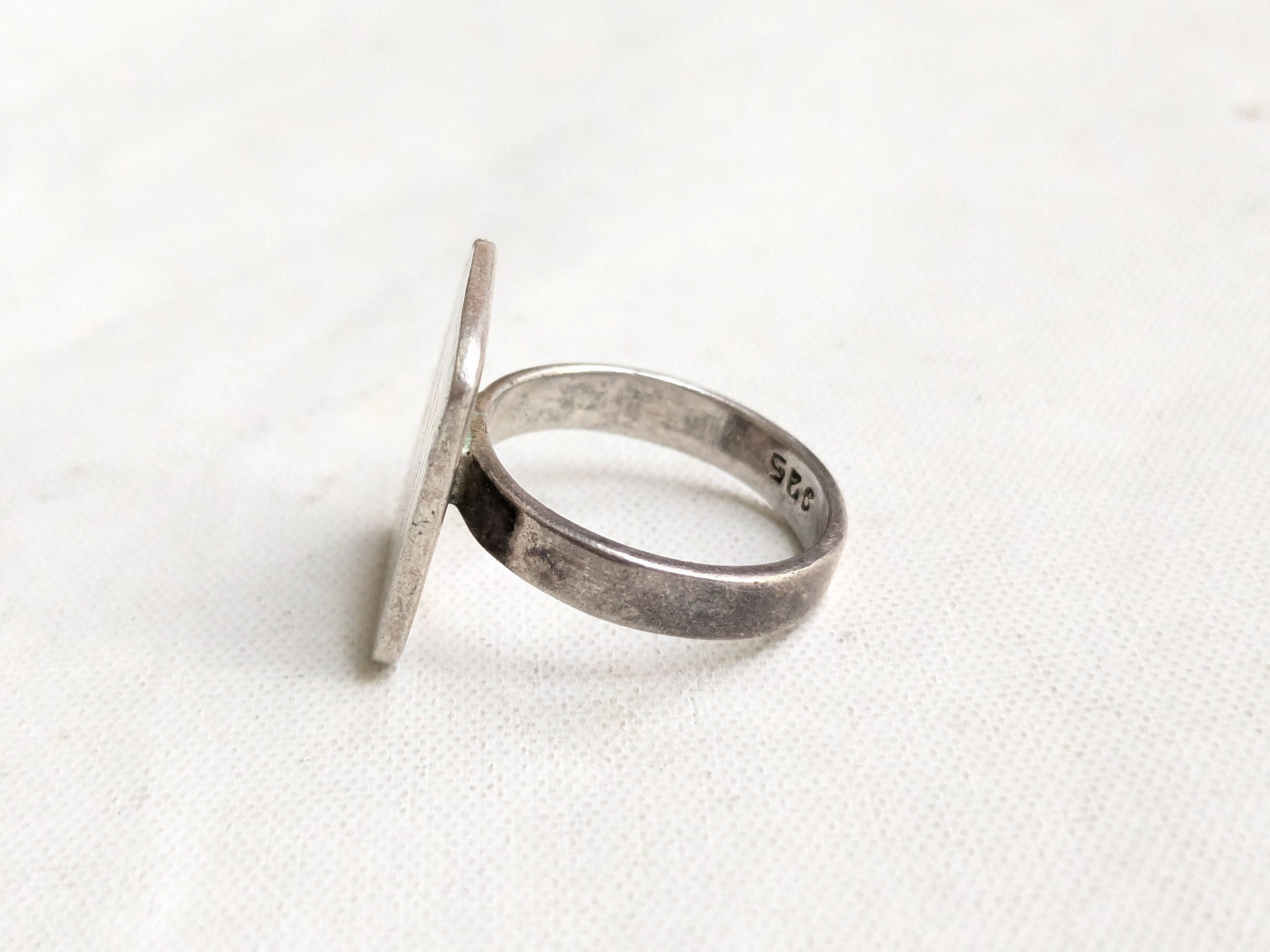 Jewelry Vintage Sterling Silver Signet Ring Rectangle Engraved 6.25 Size ONE SIZE - 6 Thumbnail