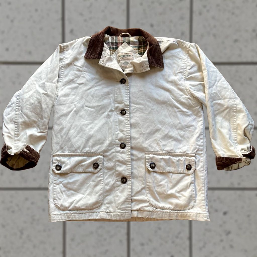 Vintage VTG St Johns Bay Chore Jacket Mens Large Beige Flannel Lined Corduroy Collar Jacket Size US L / EU 52-54 / 3 - 1 Thumbnail