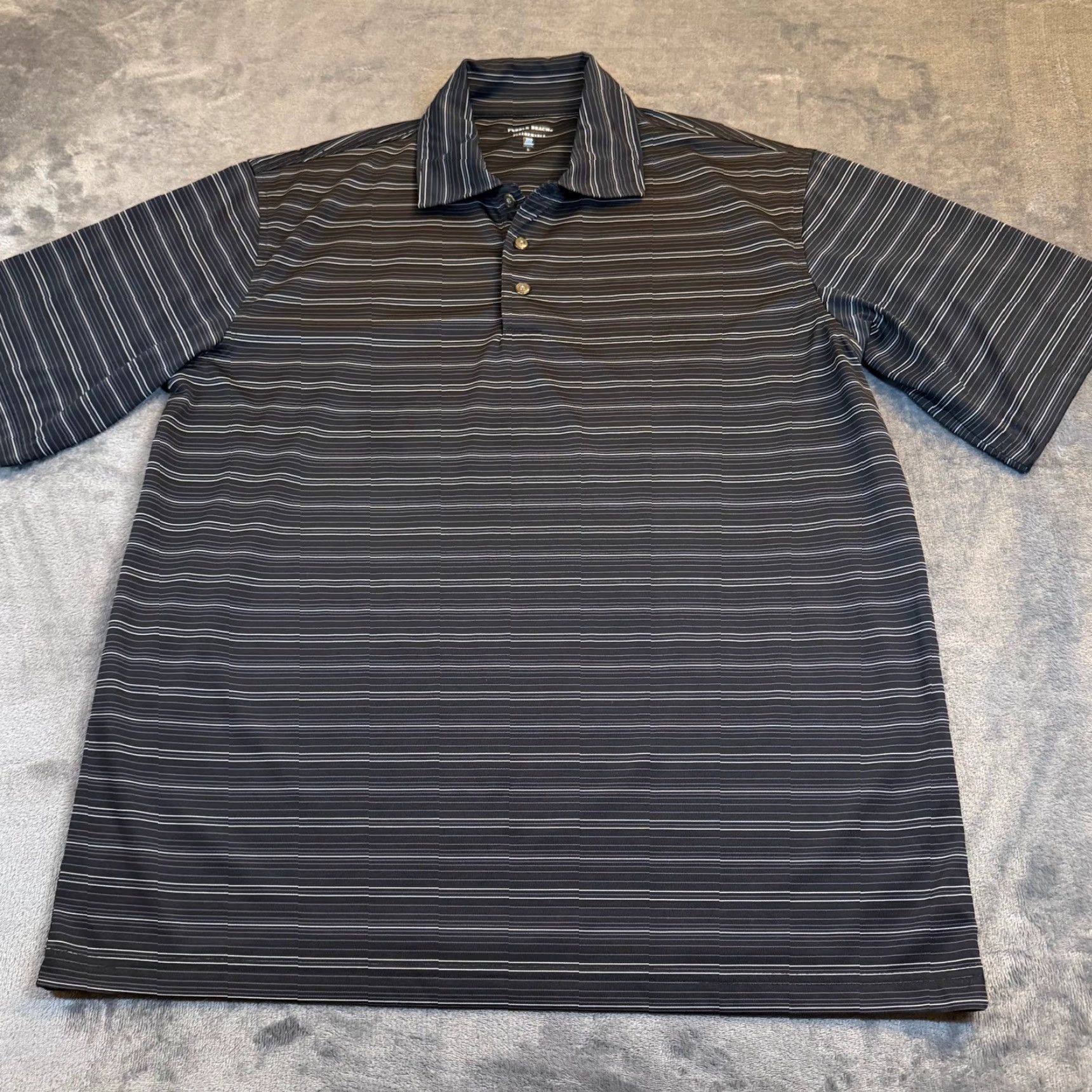 Vintage Pebble Beach Polo Shirt Mens Large Black White Striped Golf Performance Athletic Short Sleeve Shirt Size US L / EU 52-54 / 3 - 3 Thumbnail