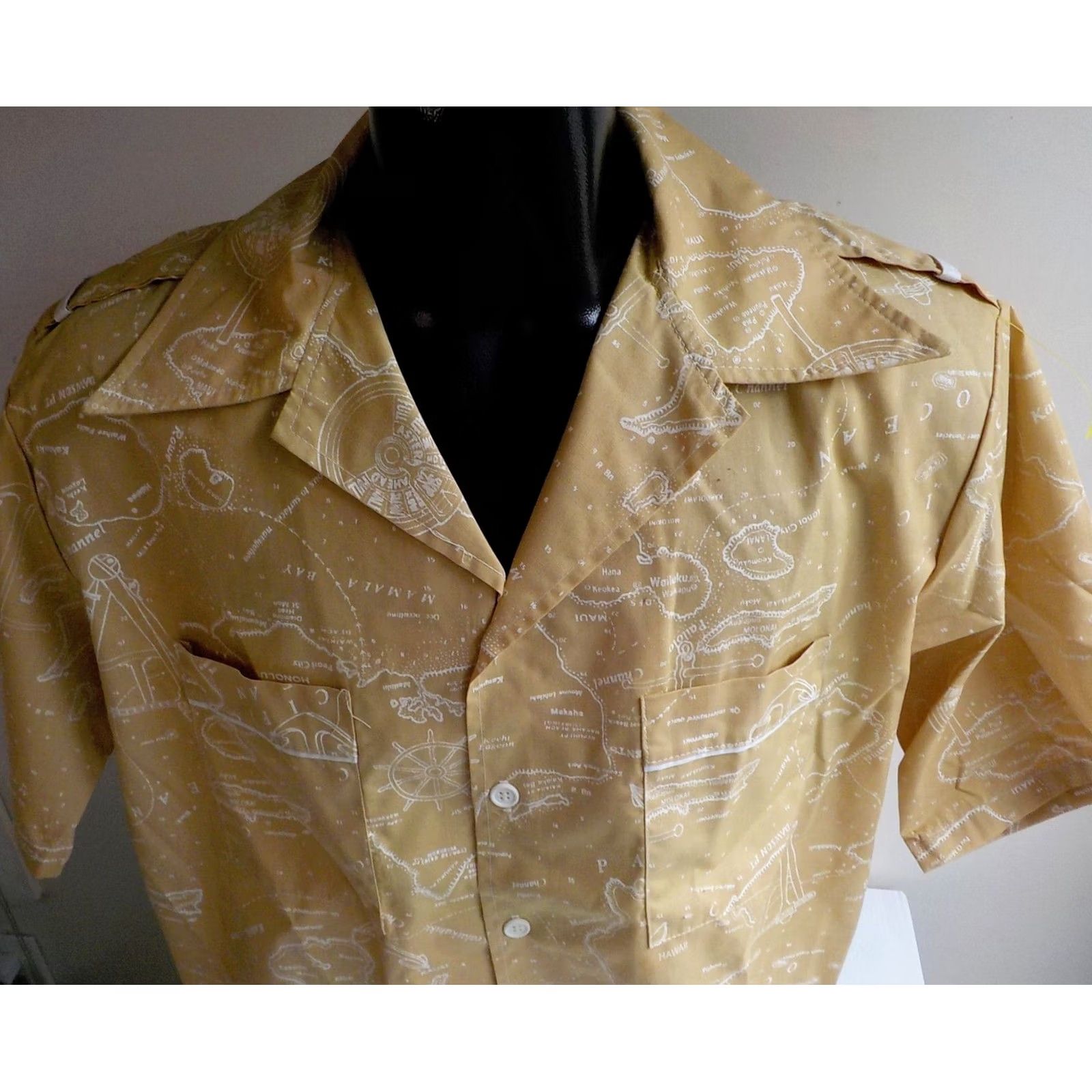Jantzen VINTAGE JANTZEN SHIRT Hawaiian Print Beige/Ivory SS Hawaii Map Print Shirt L Regular Short Sleeve Men's Size US L / EU 52-54 / 3 - 2 Thumbnail