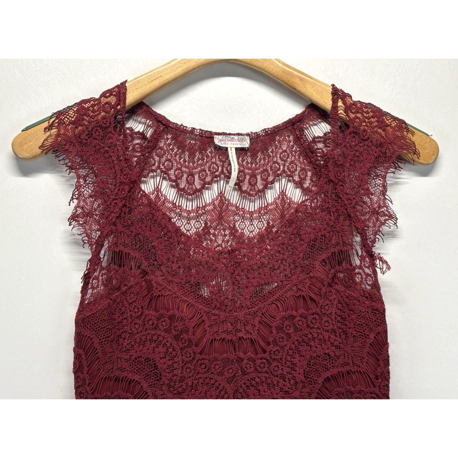 Free People Free People Dress Women XS Lace Overlay Wine Boho Goth Party Cocktail Size XS / US 0-2 / IT 36-38 - 2 Thumbnail