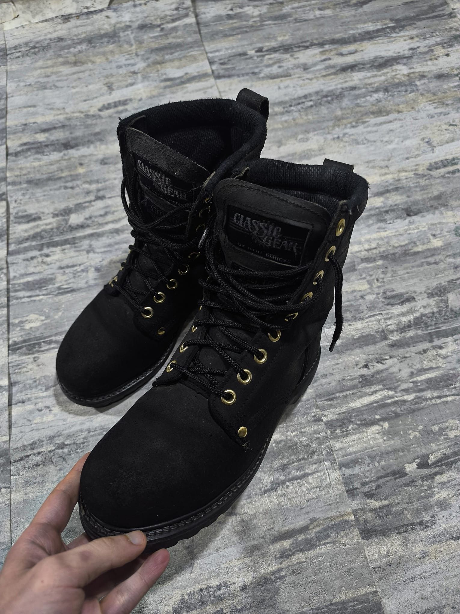 Leather vtg combat real leather boots opium chunky steel cap Size US 10 / IT 40 - 6 Thumbnail