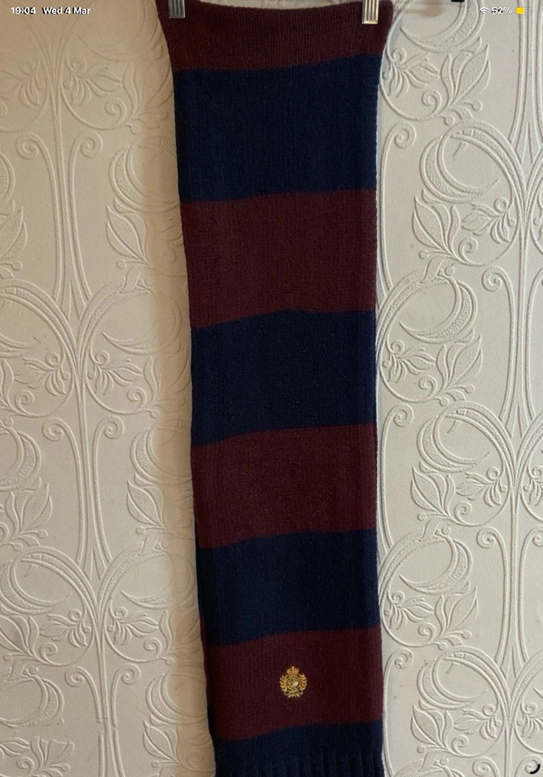 Polo Ralph Lauren Men’s Original Ralph Lauren Polo Scalf In Navy And Burgundy Size 44 - 2 Thumbnail