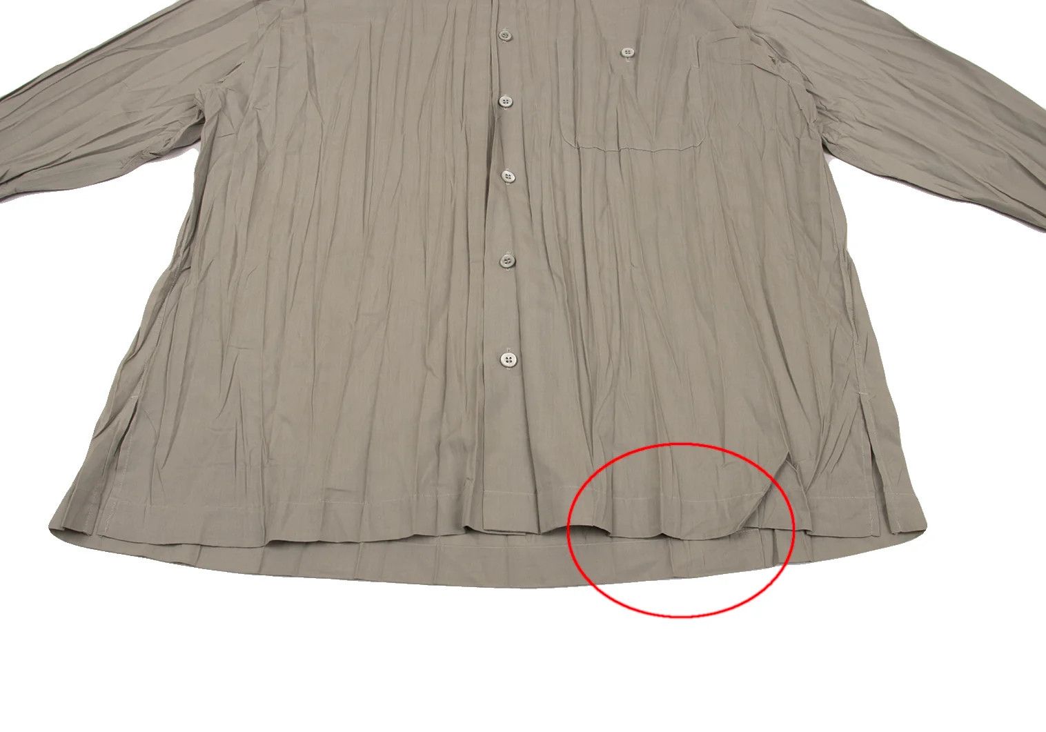 Issey Miyake Band Collar Pleated Shirt in Gray, Size M Size US M / EU 48-50 / 2 - 10 Thumbnail