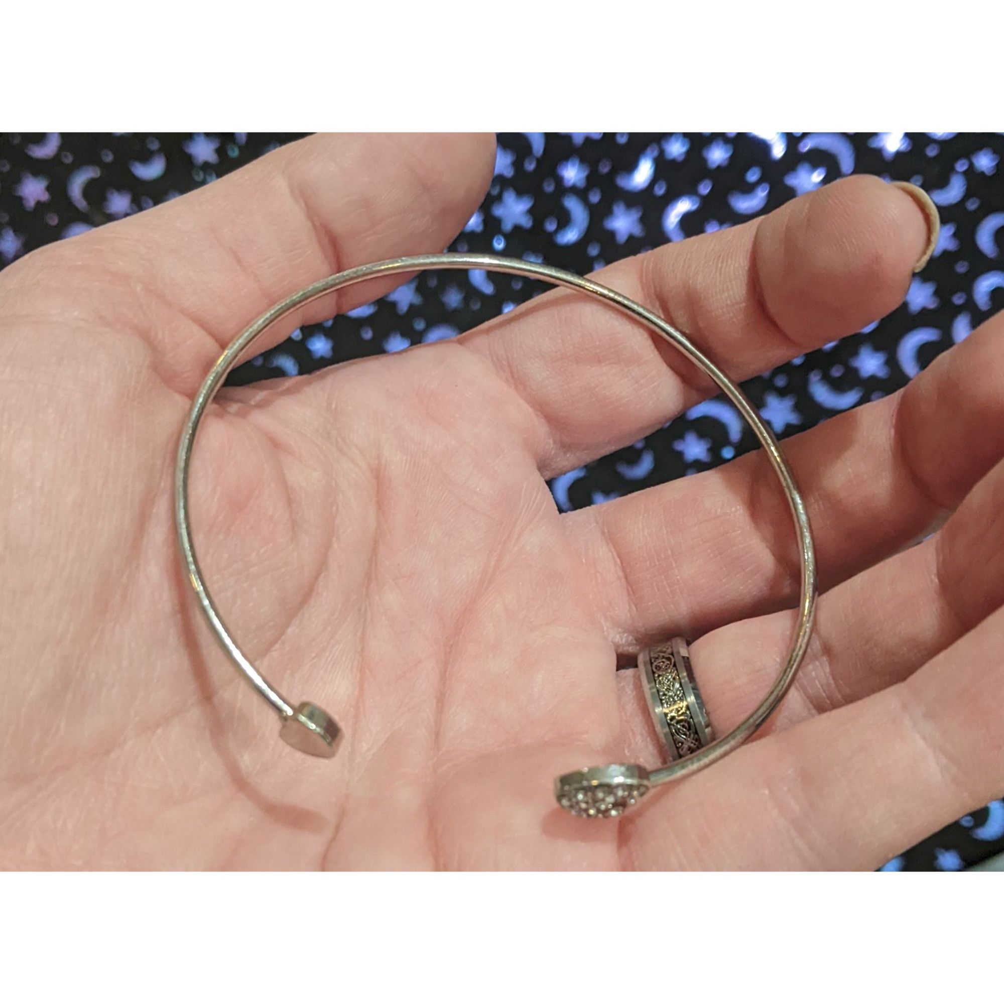 Other Minimalist Heart Open Cuff Rhinestone Bracelet Size ONE SIZE - 4 Thumbnail