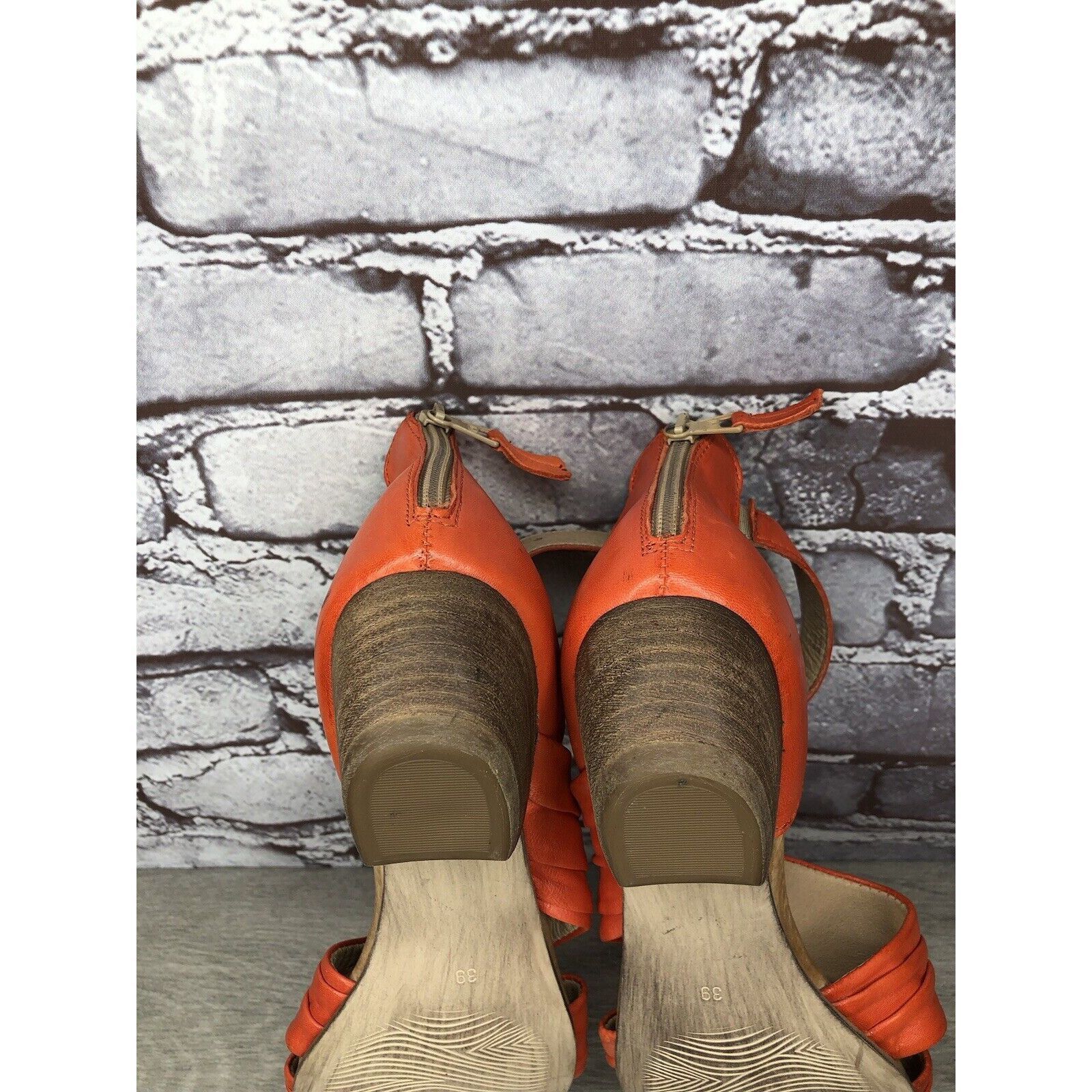 Other Miz Mooz Cassie Orange Leather Ankle Strap Heeled Sandals Wo Size US 8.5 / IT 38.5 - 10 Thumbnail