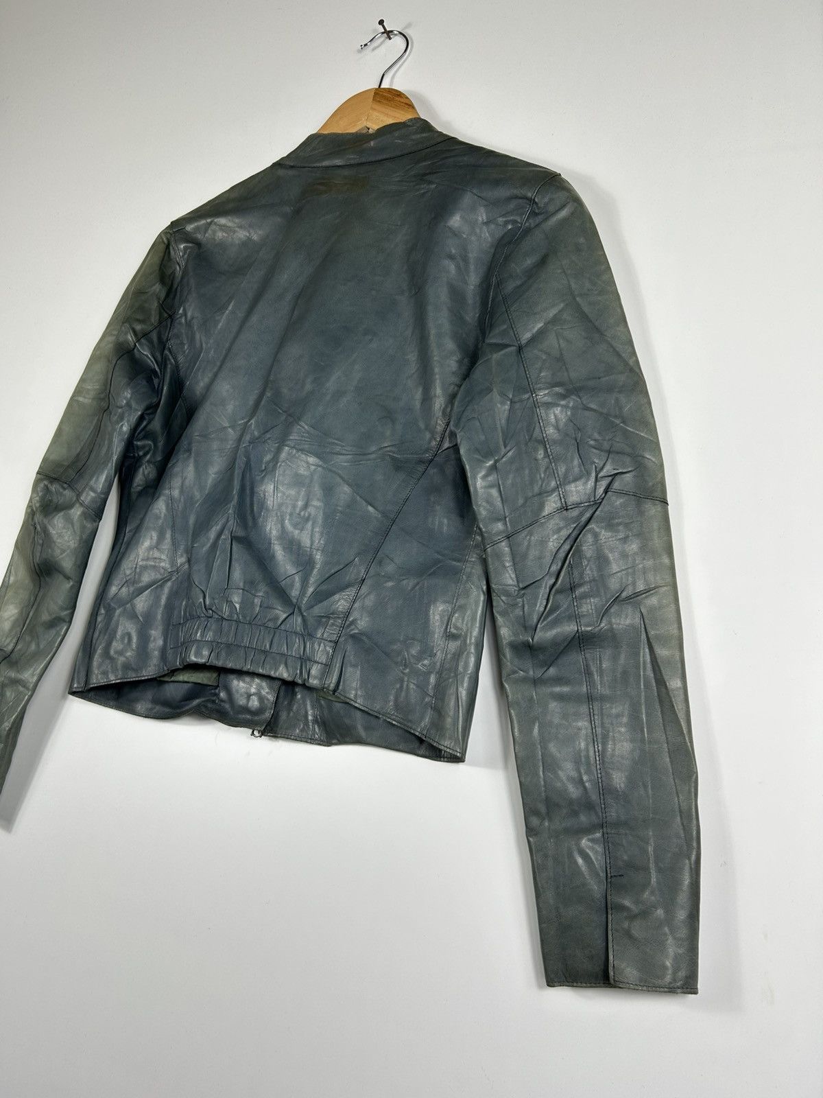 Designer × M0851 🔥M0851 Distressed Genuine Leather Cropped Rider Jacket Size XS / US 0-2 / IT 36-38 - 18 Thumbnail