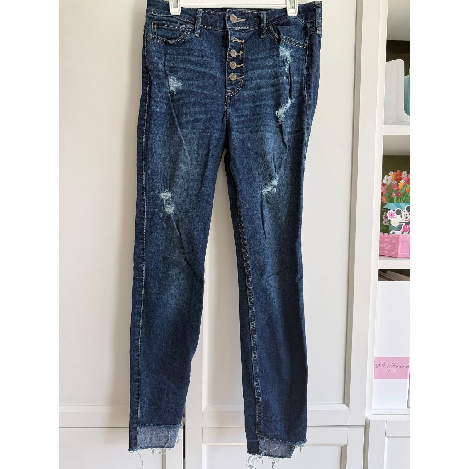 Hollister Hollister Low Rise Super Skinny Jeans Blue Distressed - D017 Size 27" / US 4 / IT 40 - 2 Thumbnail