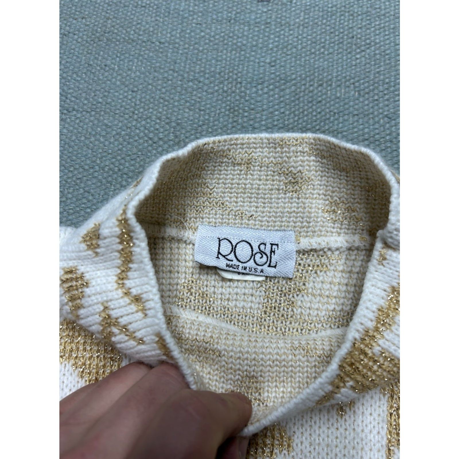Vintage VINTAGE 80s knit sweater Rose acrylic lurex sparkle snowflake geometric women XL Size XL / US 12-14 / IT 48-50 - 3 Thumbnail