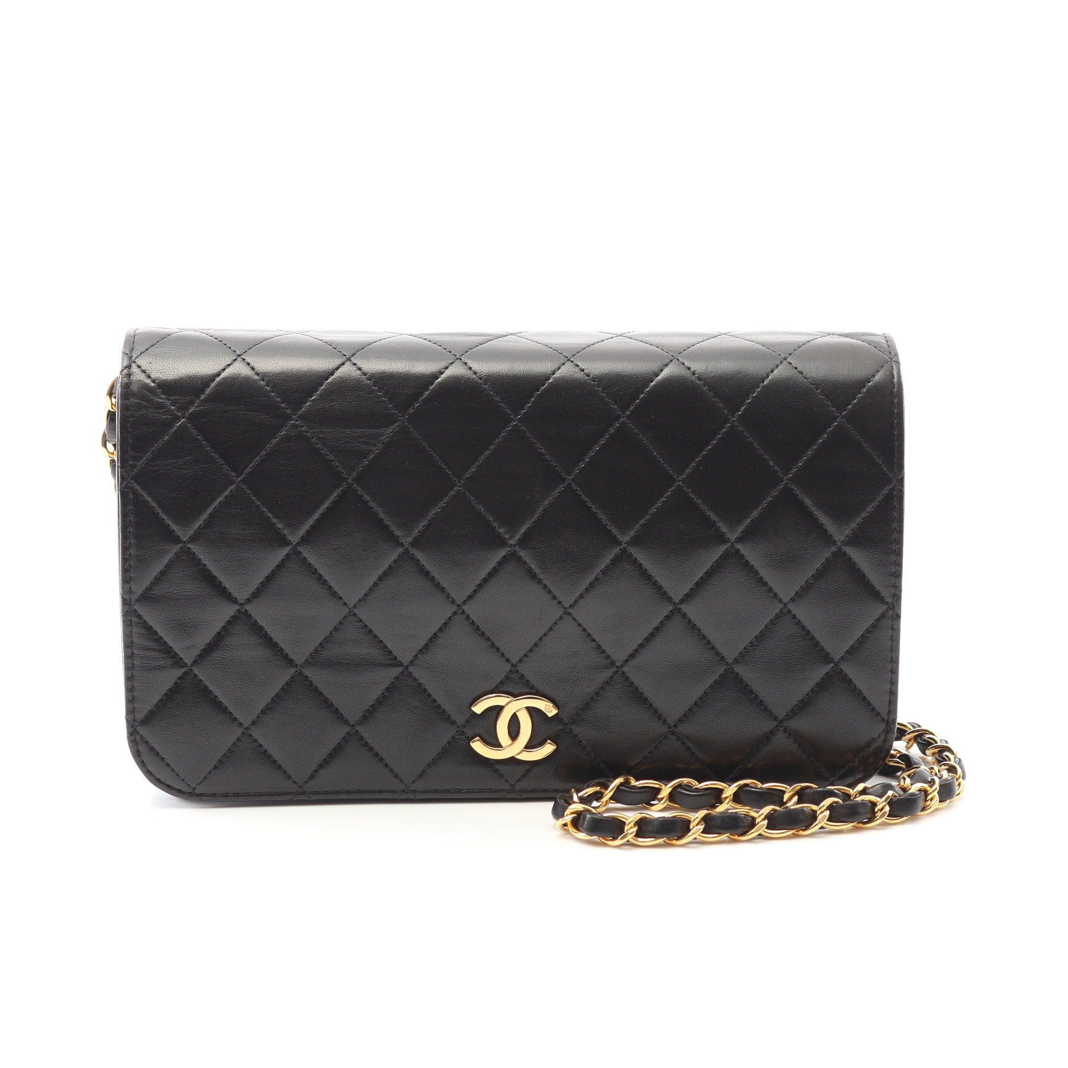 Chanel Chanel Matelasse Full Flap Chain Shoulder Bag Lambskin Black Gold Hardware Size ONE SIZE - 1 Thumbnail