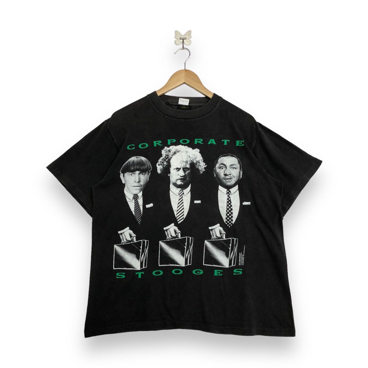 image of Movie x Vintage Corporate Stooges T-Shirt in Black, Men's (Size Large)