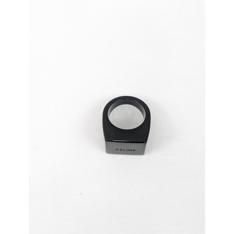 Celine o1rshd1 Size: 58 / Square Ring in Pexiglass in Black Size ONE SIZE - 3 Thumbnail