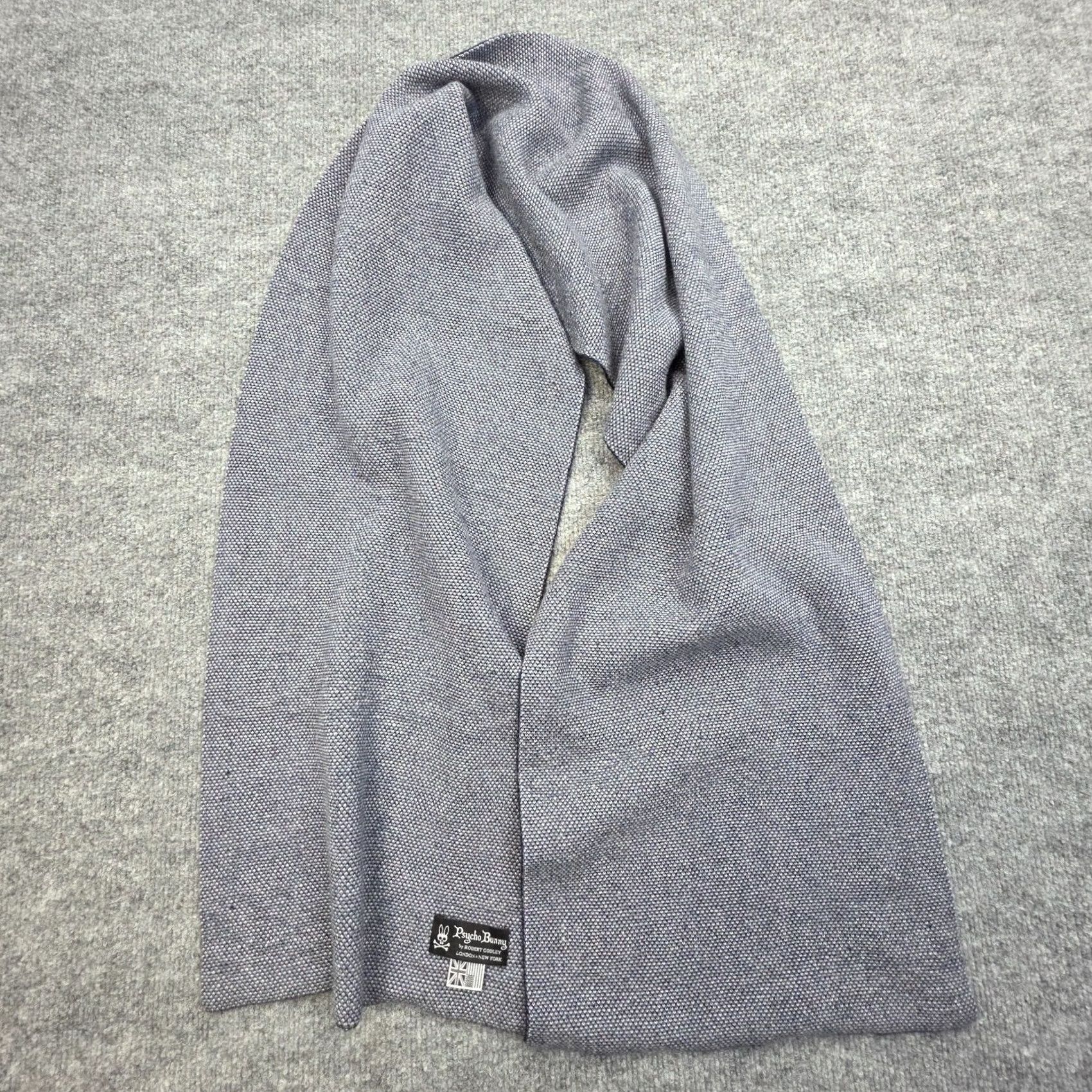 Psycho Bunny VINTAGE Psycho Bunny Scarf Men One Size Blue AOP 65" x 12" 100% Cashmere Wool Wool Blend Cashmere Scarf Neck Warmer Bunny Skull Crossbones Fun Theme Size ONE SIZE - 3 Thumbnail