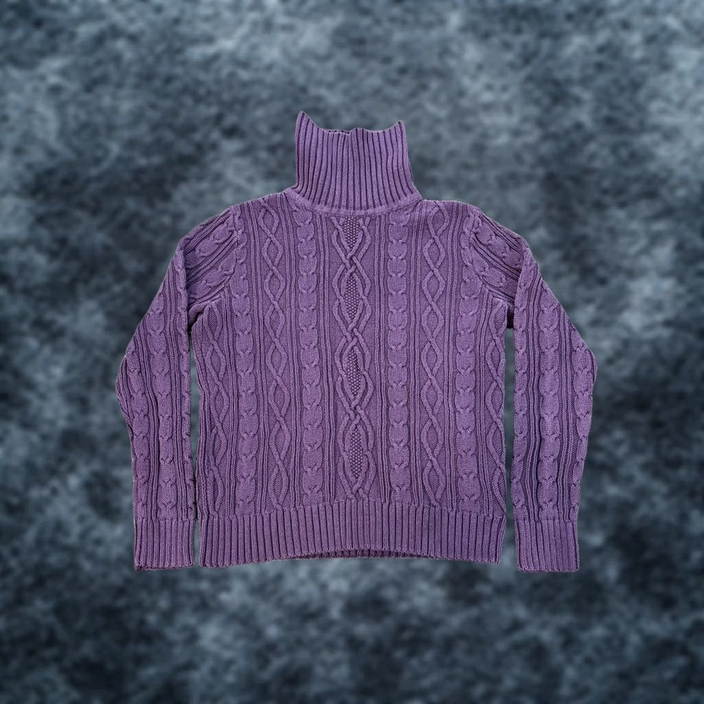 Vintage Vintage Pria Turtleneck Sweater Womens Medium Purple Chunky Cable Knit 90s Size M / US 6-8 / IT 42-44 - 1 Thumbnail
