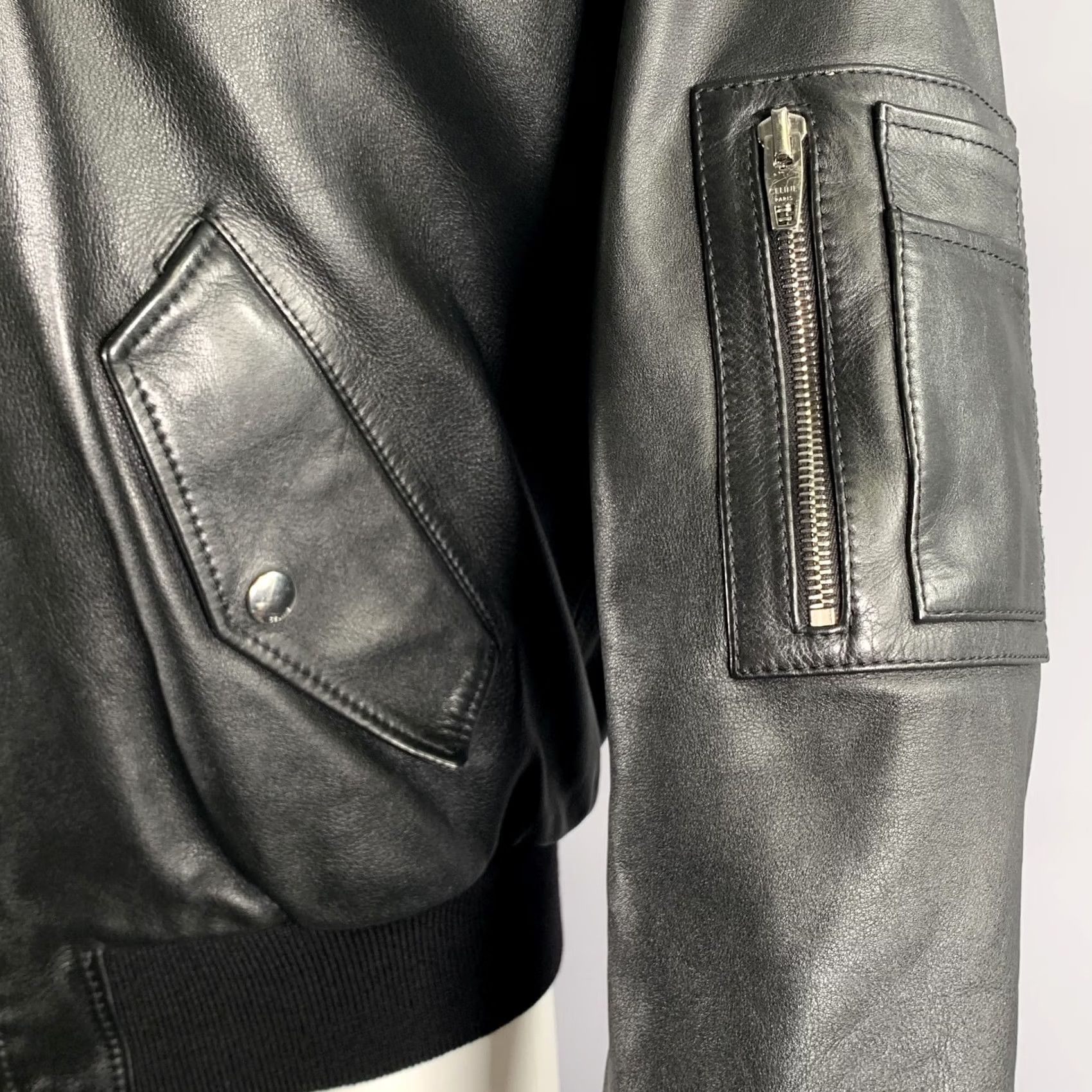Celine VINTAGE CELINE Leather Bomber Jacket Black Size M Size US S / EU 44-46 / 1 - 2 Thumbnail