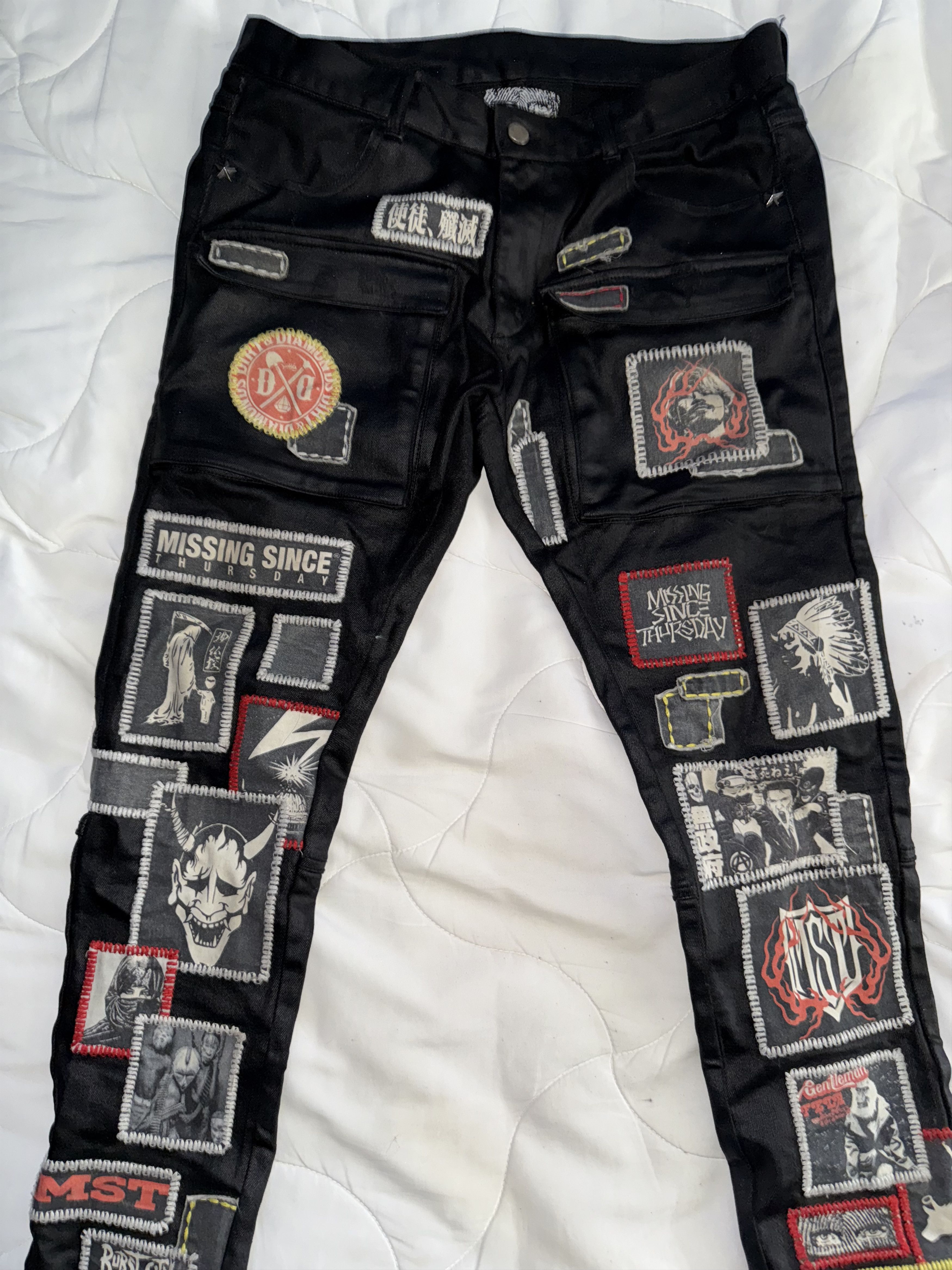Missing Since Thursday Missing Since Thursday (MST) Black Tar Denim Patchwork pants Size US 32 / EU 48 - 1 Thumbnail