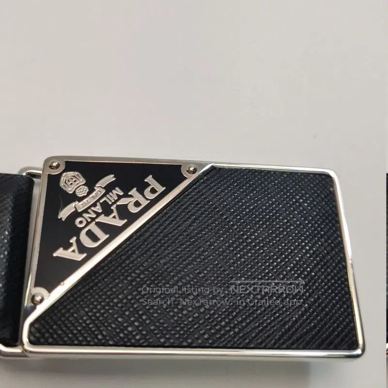 Prada Prada Black Leather Logo Buckle Belt. Size ONE SIZE - 6 Thumbnail