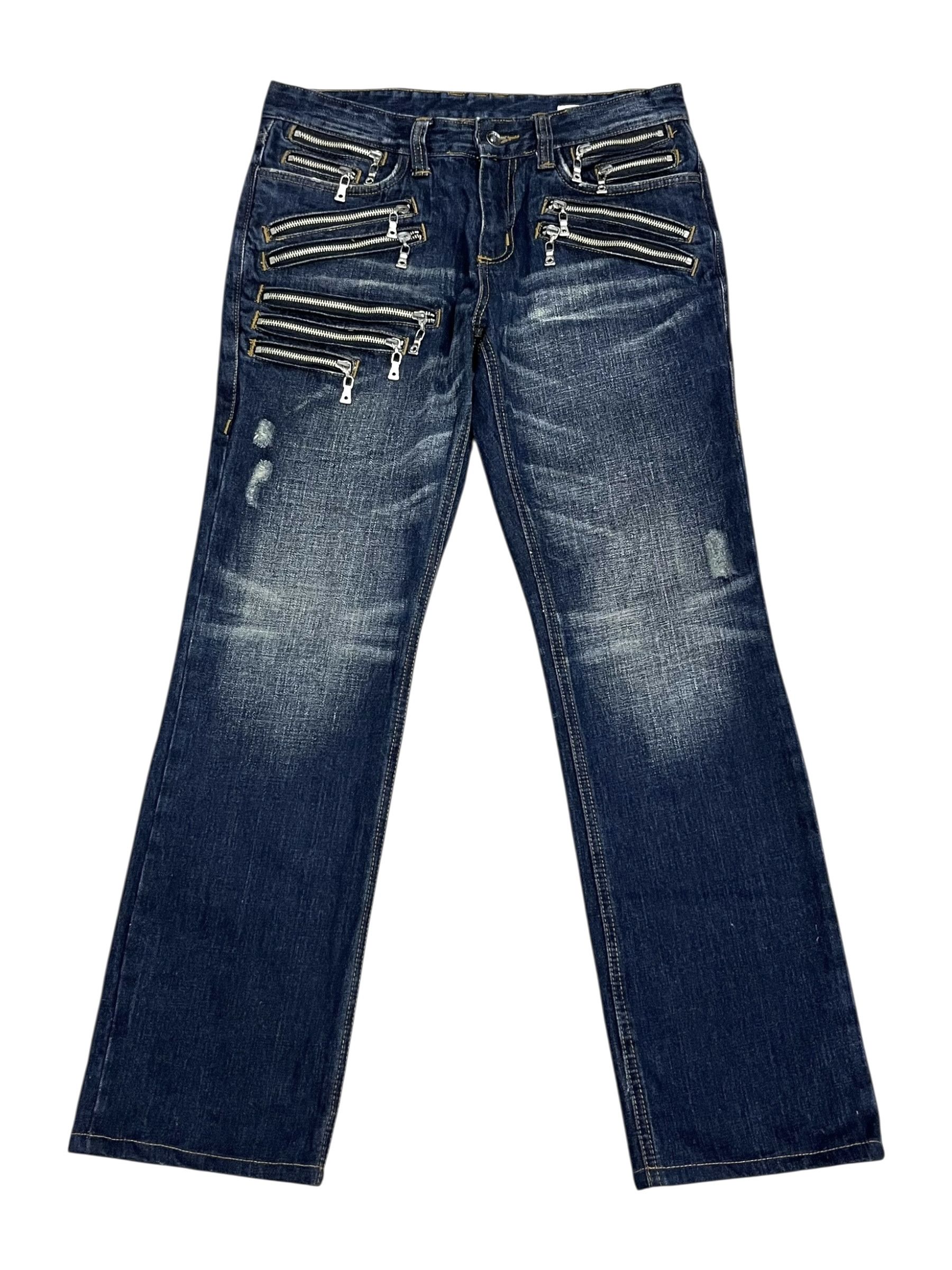 🔥FYE💥Vintage SEMANTIC Bondage Multi-Zipper Grunge Jeans