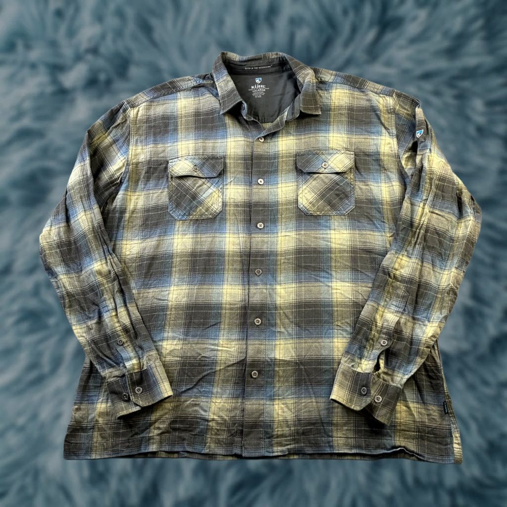 Vintage Kuhl Shirt Mens 2XL Green Plaid Dillingr Flannel Button-Up Long Sleeve Outdoor Casual Travel Workwear with Pockets Size US XXL / EU 58 / 5 - 1 Thumbnail
