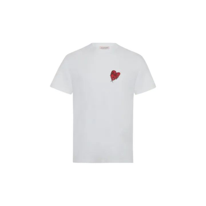 Alexander McQueen Alexander McQueen Heart Print Crew Neck T-Shirt 0079 Size US M / EU 48-50 / 2 - 1 Thumbnail
