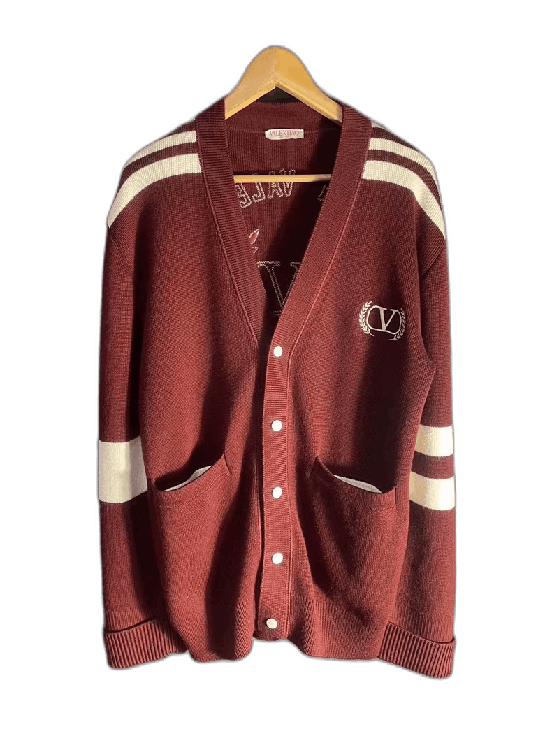 Valentino Valentino Red Wool Knit Cardigan Size US M / EU 48-50 / 2 - 1 Thumbnail