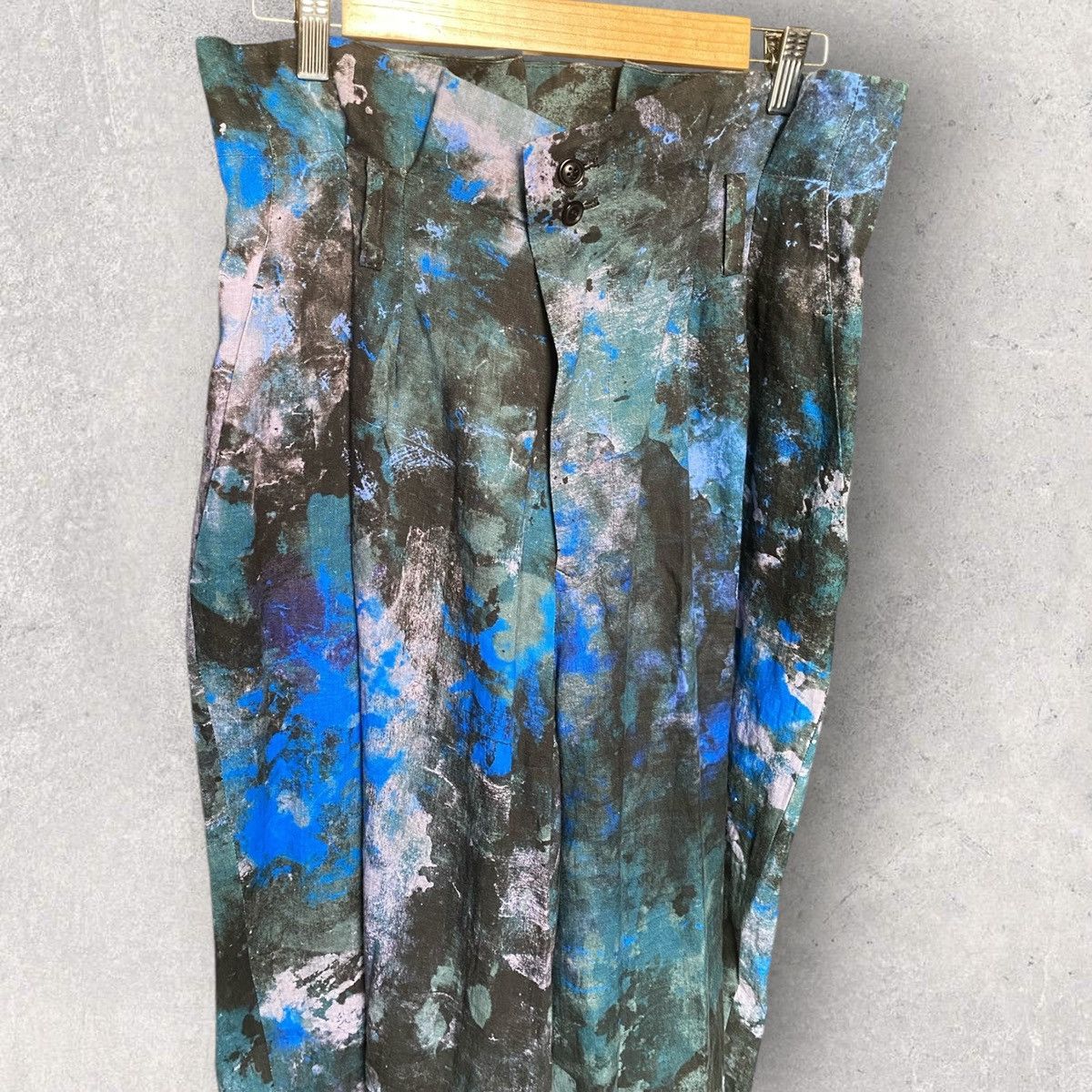 Yohji Yamamoto SS24 Lawn Linen Paint Print Highs Waist Pleats Trousers Size US 32 / EU 48 - 4 Thumbnail
