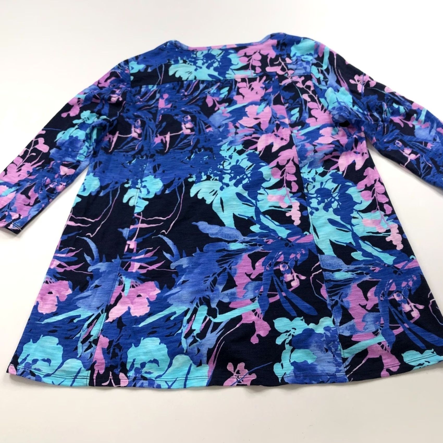 Vintage Chico's Blouse Womens 1 Medium Cotton Modal Pullover Top All Over Print MINT Size M / US 6-8 / IT 42-44 - 6 Thumbnail
